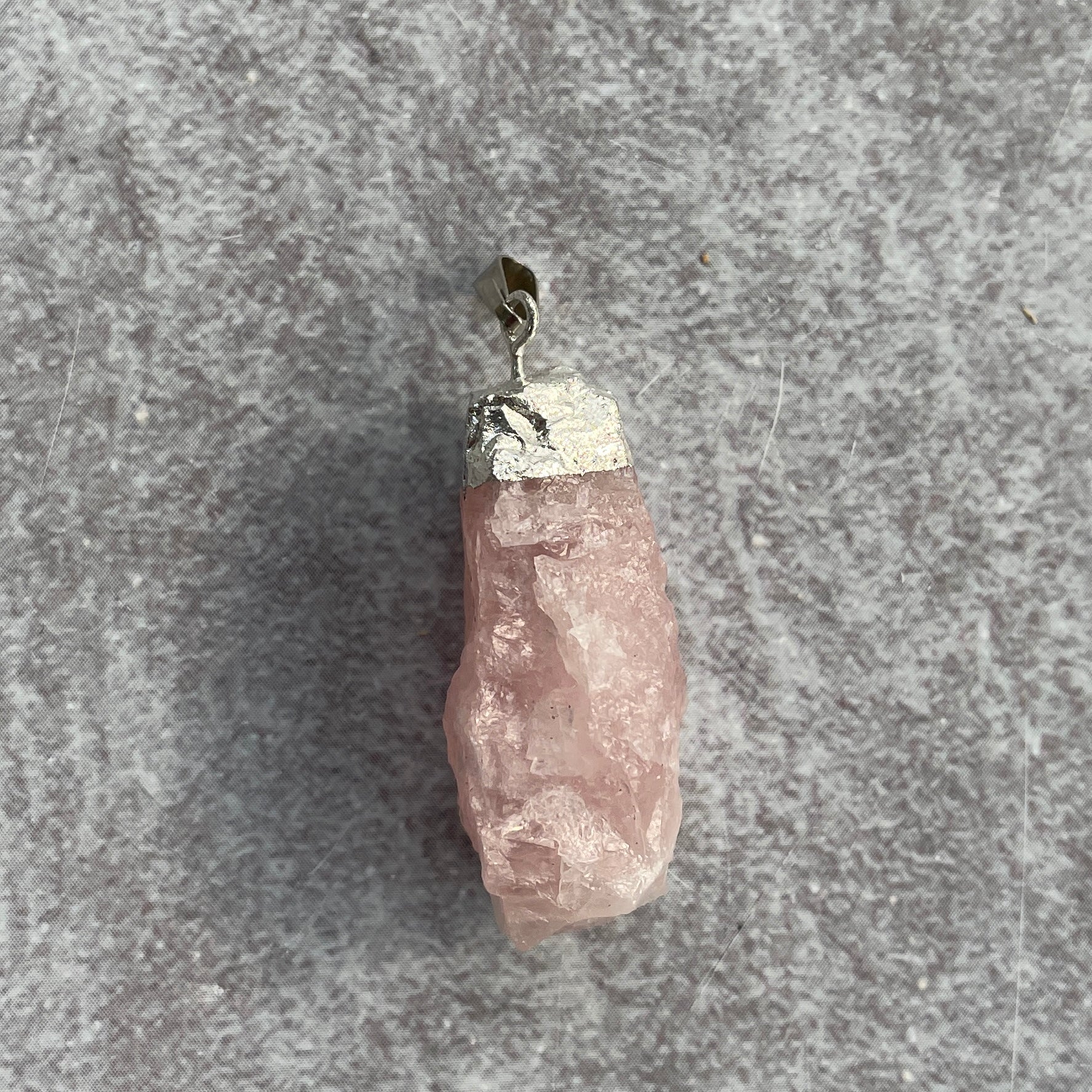 Rose Quart Rough Capped Pendant Rose Quart Rough Capped Pendant